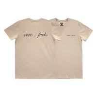 ZERO FUCKS BOYS SMALL PRINT TEE TAN